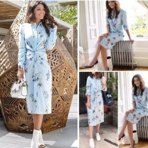 NWT ZARA SKY BLUE FLORAL PRINT COTTON TUNIC DRESS REF. 2292/628/403 Size XS